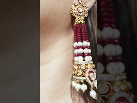 Ruby polki silver earrings #goldplated #designerjewelry #silverjhumka #fashion