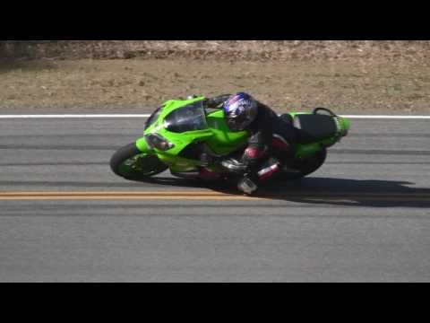 "Knee Dragging"  Kawasaki ZX6R ZX-6R on Mulholland Hwy Near the Rock Store Malibu - HD
