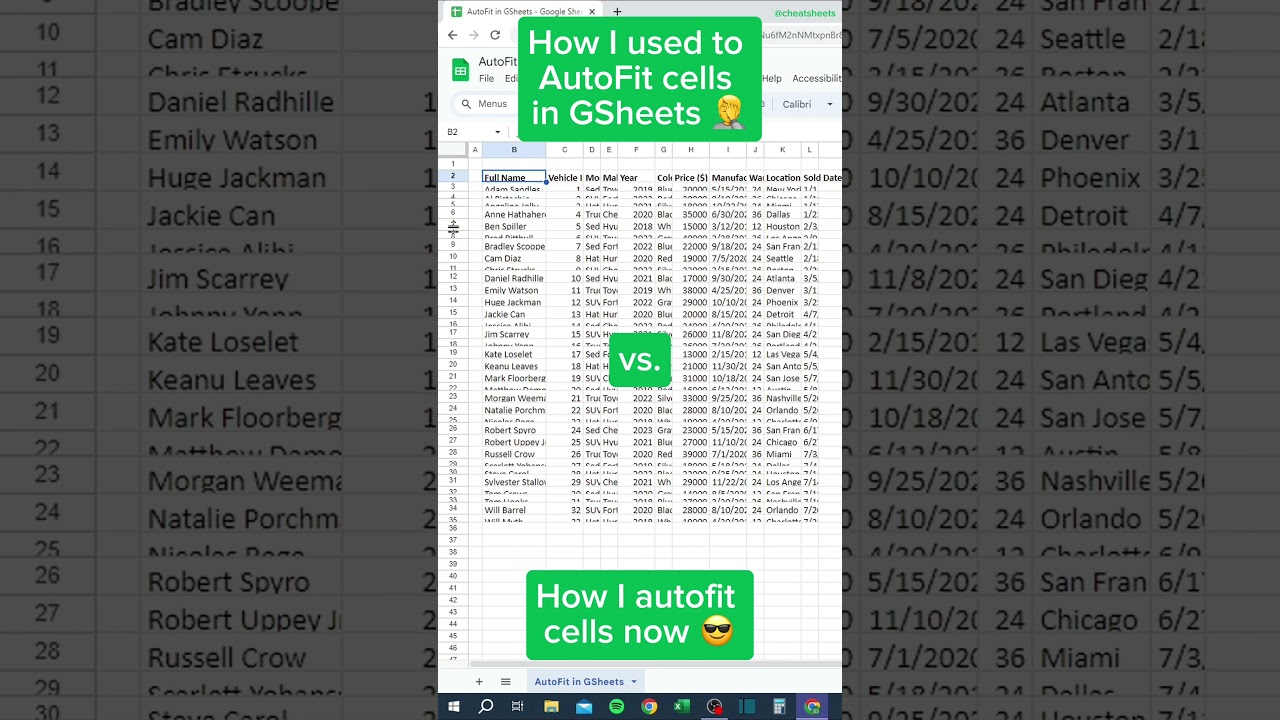 Autofit Rows and Cols in GSheets‼️ #googlesheets #excel