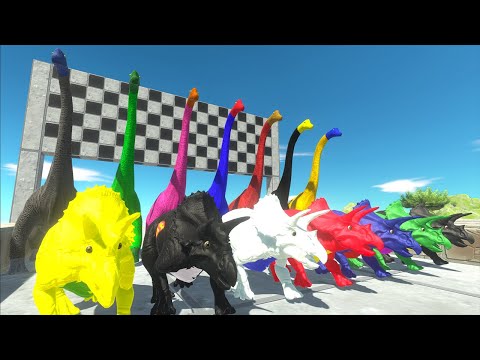 Triceratops vs Brachiosaurus Superheroes Justice League Speed Race Championship Hunting Found ARBS