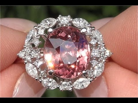 Certified UNHEATED Natural VVS Pink Zircon Diamond 14k White Gold Ring - C478