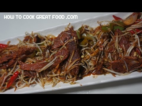 Chinese Dried Pork & Beansprout Recipe - Dried Pork Recipe - Pork & Beansprouts - Chinese Pork