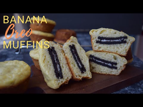 Moist Easy Healthy Banana Muffins Recipe with Oreo and Pancake Mix