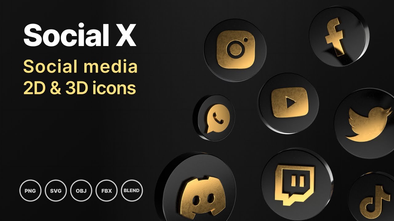 Social X Social media icons 3D Model