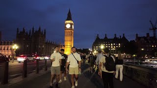 Central London Night Walk | London Eye, Big Ben | Iconic Landmarks in 4K HDR City Walking Tour