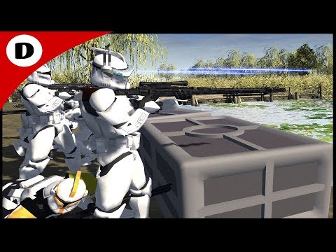 Clones Defend a Bridge River Crossing - Men of War: Star Wars mod