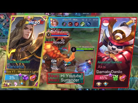 FASTHAND LANCELOT VS HYPER AKAI?! HE SAID SURRENDER TO MY TEAM?! TOP GLOBAL LANCELOT - MLBB