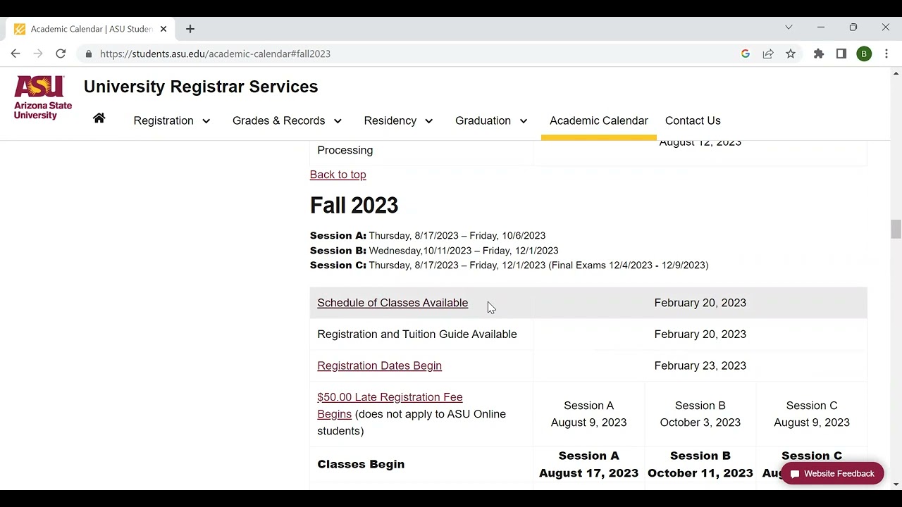 ASU Academic Calendar
