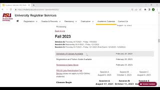 ASU Academic Calendar