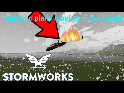 futuristic plane crashes into a forest in Stormworks-Stormworks gameplay