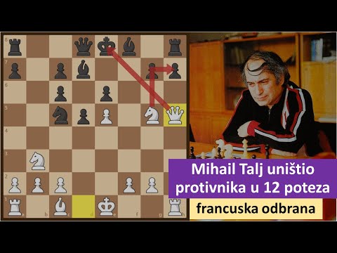 Šah. Mihail Talj je uništio protivnika u 12 poteza - francuska odbrana - Talj vs Vaganjan