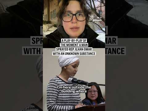 Video Thumbnail: A play-by-play of the moment a man sprayed Rep. Ilhan Omar with an unknown substance