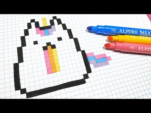 Handmade Pixel Art - How To Draw Kawaii Unicorn Cat #pixelart