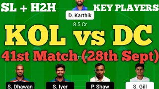 KOL vs DC Dream11 Best Team | KOL vs DC Dream11 Prediction Today Match | KKR vs DC Dream11 IPL T20.