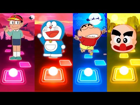 Kiteretsu vs Doraemon vs Shinchan vs Hagemaru | Tiles Hop EDM Rush