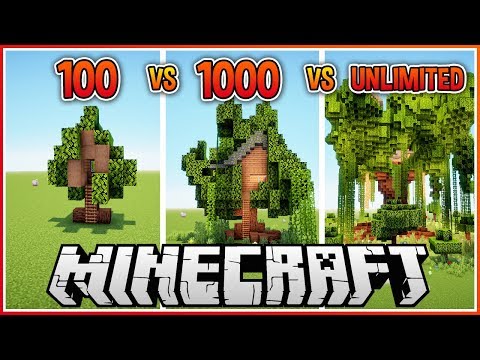 100 vs 1000 vs Unlimited Block Minecraft Treehouse!