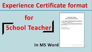 How to make experience certificate for school teacher | To whom it may be concern