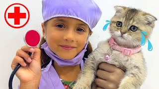 Ruby and Bonnie Pretends to Be A Vet and Treats Pet Animals