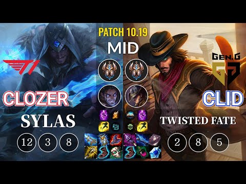 T1 Clozer Sylas vs GEN Clid Twisted Fate Mid - KR Patch 10.19