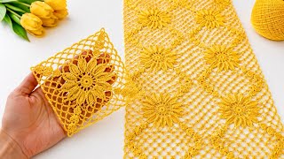 💛Crochet New Design Motif💛Unique Square Pattern Step-by-Step Tutorial
