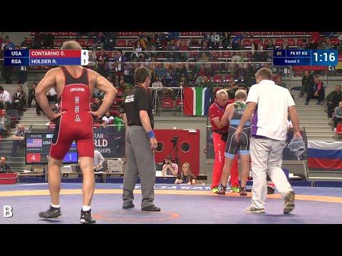 Round 3 FS - 97 kg: S. CONTARINO (USA) df. R. HOLDER (RSA), 4-1