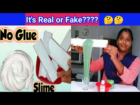 Thermocol slime real or fake?🤔/mixing glitter Slime with aloevera jel slime/@madhushankar5667