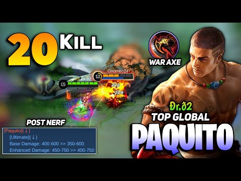 20 KILL! Paquito Post Nerf Gameplay [ Top Global Paquito Best Build 2021 ] By Ðr.ð2 - Mobile Legends