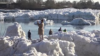 Bloques de hielo gigantes transforman el río Elba en el norte de Alemania