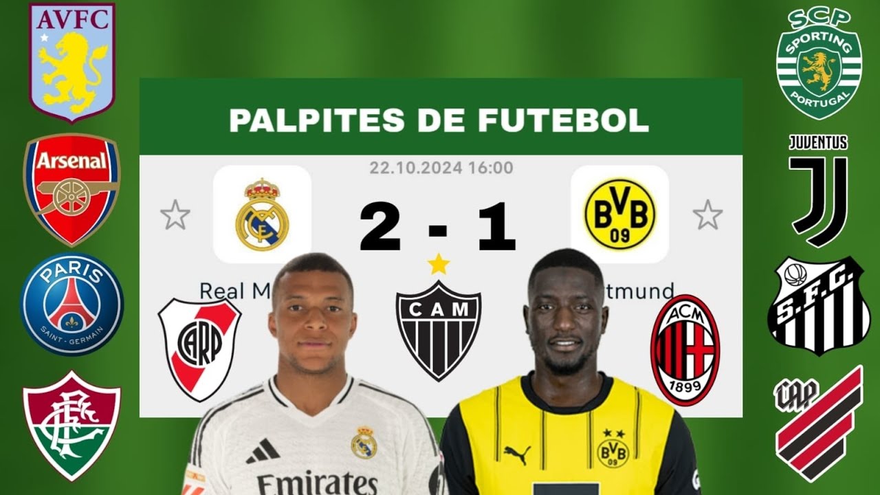 PALPITES DE FUTEBOL PARA HOJE 22 10 2024 ( TERÇA FEIRA ) + PLACAR EXATO + BILHETE PRONTO + JOGADOR