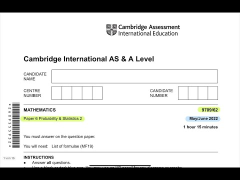 Guided Solution 9709 Probability & Statistics 2 May June 2022 Paper 62