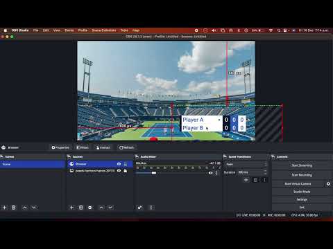 Tennis OBS Livestream Scoreboard Overlay  - OBScoreboard - Also works with vMix, Wirecast, and more.