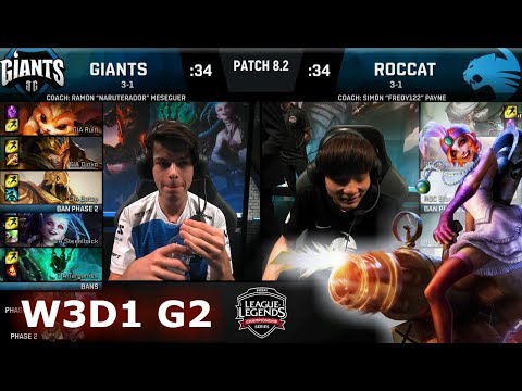 Giants vs ROCCAT | Week 3 Day 1 of S8 EU LCS Spring 2018 | GIA vs ROC W3D1 G2