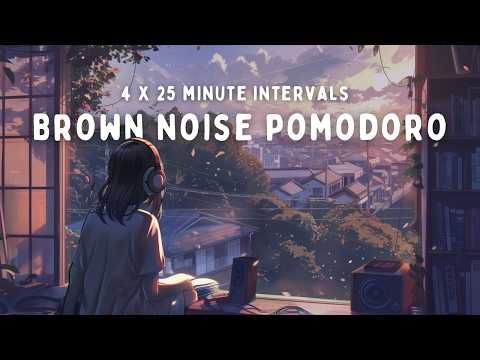 2 Hour Pomodoro | 25 Minute Intervals | with BROWN NOISE for ADHD Focus🎧