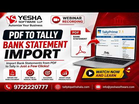 PDF Bank Statement to TallyPrime – Complete Webinar | Tally Ki Pathshala