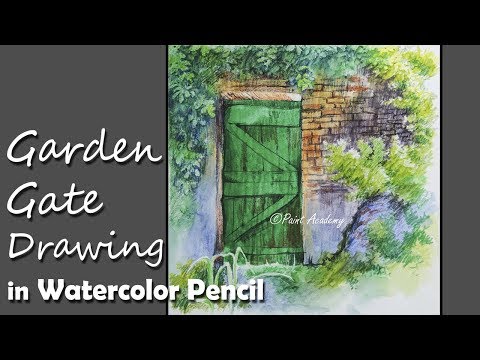 Mountains and Pine Tress Watercolor Pencil Landscape Drawing | steps to follow