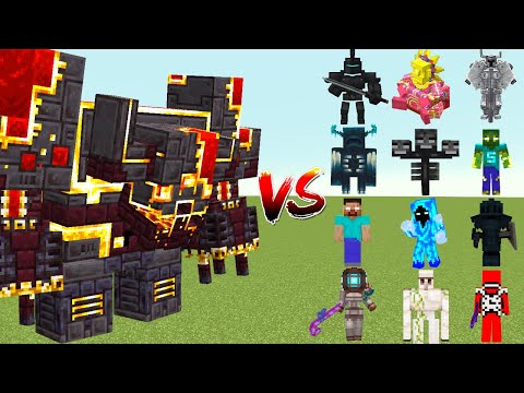 Minecraft : Reworked Netherite Monstrosity vs All Boss Mobs || Minecraft Mob Battle