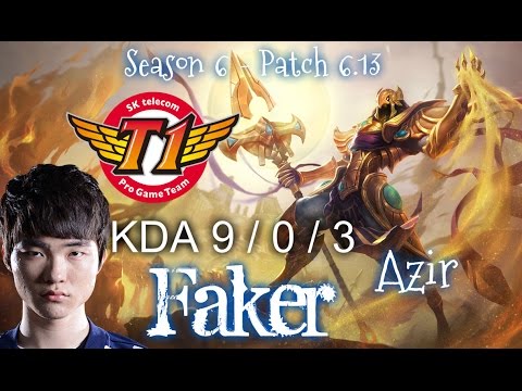 SKT T1 Faker AZIR Mid vs AURELION SOL - Patch 6.13 KR Ranked | League of Legends