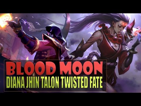 4 ALL NEW BLOOD MOON SKINS SPOTLIGHTS - Diana Jhin Talon Twisted Fate (League of Legends)