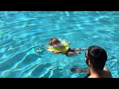 Inara 6 Months, first time swimming
