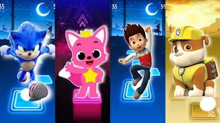 Help Pink Fong 🆚️Sonik🆚️Paw patrol🆚️Payder Music batll#coffindance #tileshop #music