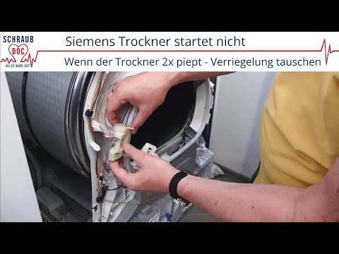 Siemens dryer won't start and beeps twice - replace door lock/door latch.