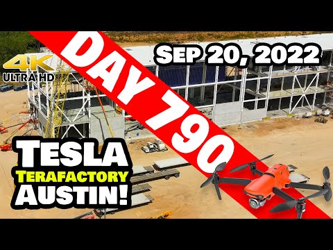 WALLS ON THE CATHODE BUILDING AT GIGA TEXAS! - Tesla Gigafactory Austin 4K  Day 790 - 9/20/22 -Tesla