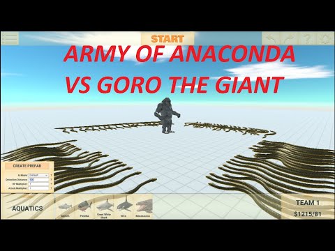 HOW MANY ANACONDA TO KILL GORO THE GIANT. Animal Revolt Battle Simulator