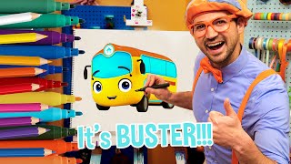 How To Draw Buster | Draw with Blippi! | Kids Art Videos | Drawing Tutorial