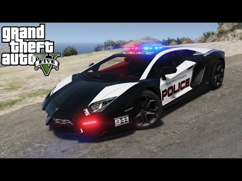 GTA 5 Mods - PLAY AS A COP MOD!! GTA 5 Police Lamborghini Aventador LSPDFR Mod!