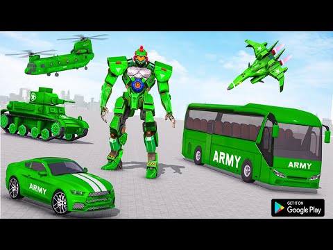 Army robot transform battle in flying car games and jet robot games | Robot xe buýt quân đội
