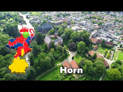 A Drone Flight Over the Historic Village Horn in the middle of Limburg