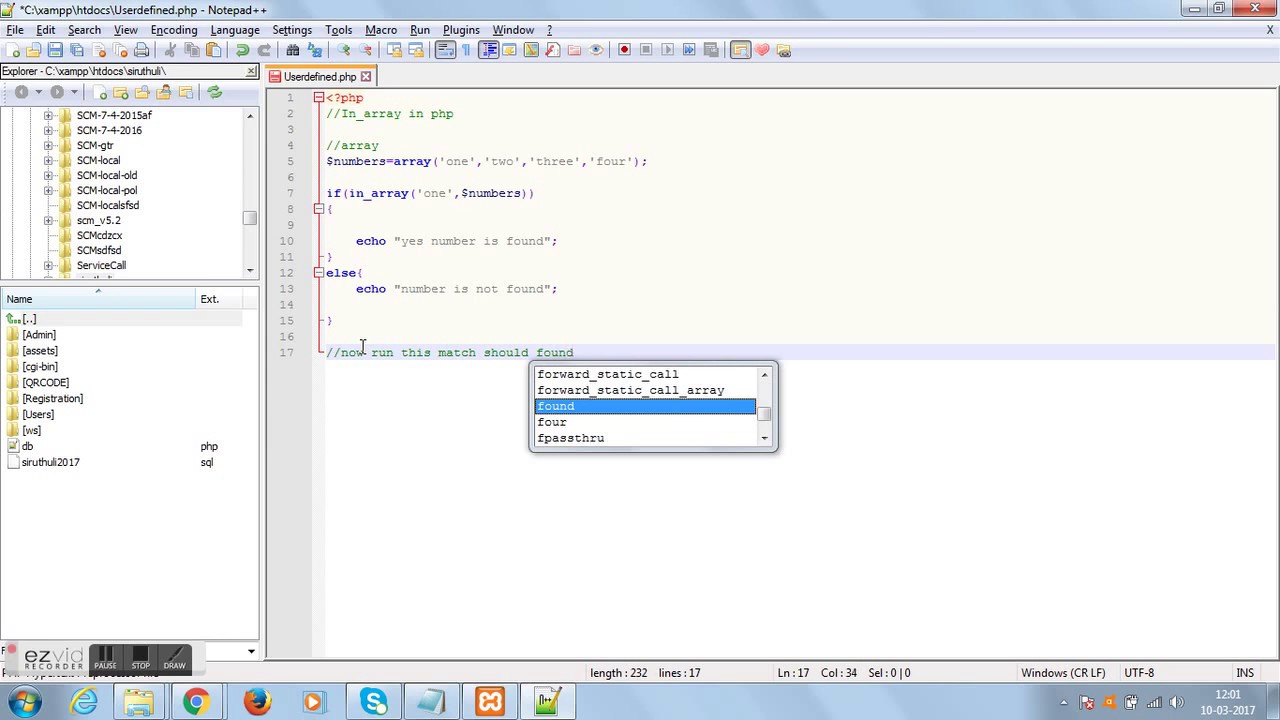 search an array for a specific value - in_array function in php