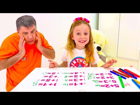 Nastya y papá están aprendiendo matemáticas