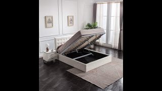 How to open and close the gas lift storage bed from Greatime Furniture, easy hand lift up and down